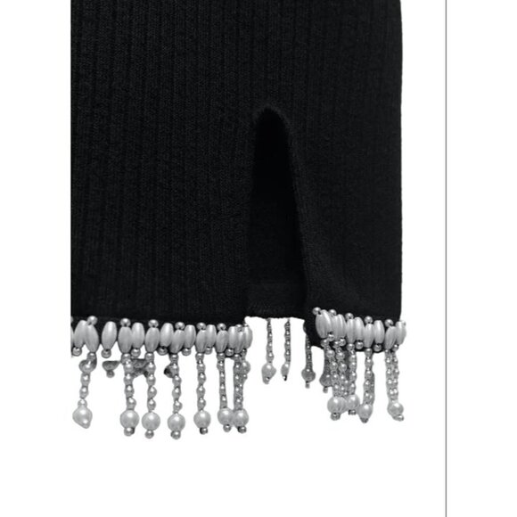 ZARA SOFT DRESS WITH PEARLS BLACK SIZE S 7901/314/800 - Picture 4 of 4